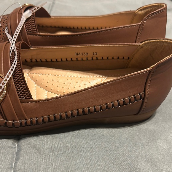 Brown Loafers with Perforated Design and Decorative Strap - Picture 5 of 13